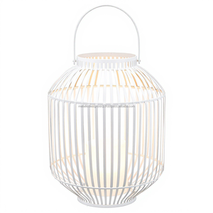 Jaula de alambre blanca elegante Vela Tarro Linterna con mango único Decoración moderna para el hogar y acento para eventos al aire libre - Product Image 5