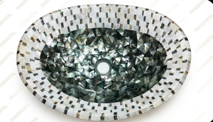 Lavabo de Sobremesa Moderno Hecho a Mano con Madreperla, Lavabo Irregular con Aspecto de Mármol para Decoración de Bodas y Hogar - Product Image 1