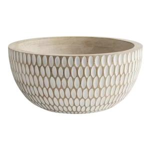 Bol décoratif en bois sculpté, design classique artisanal, finition polie, écologique, pour la maison, la cuisine, la table à manger, cadeau de mariage - Product Image 2