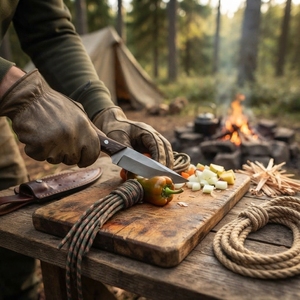 Cuchillo de caza de hoja fija de acero al carbono forjado a mano con mango de madera de wenge, cuchillo de supervivencia para camping y bushcraft, regalo para hombres. - Product Image 6