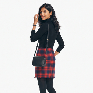 Jupe crayon en flanelle à carreaux en coton pour femme, longueur genou, avec poches, taille normale, style hiver, coupe ajustée, streetwear - Product Image 4