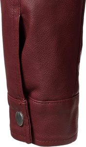 Men's Burgundy Wine Red PU Faux Leather Biker <b>Jacket</b> Stand Collar Quilted Shoulder Multi <b>Zipper</b> Moto Style OEM Custom Color - Product Image 5