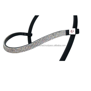 Brida de cuero Premium con estilo con banda de cejas de cristal ostentoso Productos de caballo ecuestre de moda para Aventuras - Product Image 1