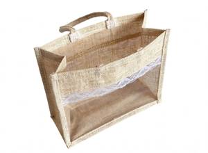 Premium Quality Natural Jute Shopping Bag with Strong Handles Clear PVC Window Zipper Closure for Promotional <b>Gifts</b> & Daily Use - Product Image 5