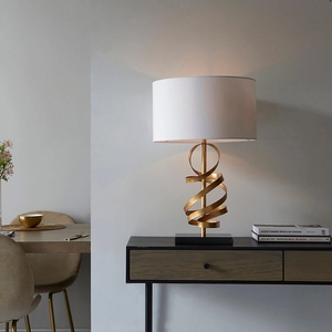 Modern Luxury Gold Oval <b>Table</b> Lamp Nordic <b>LED</b> <b>Bedside</b> Light with Fabric Shade for Hotel Bedroom Living Room Home Decor - Product Image 4