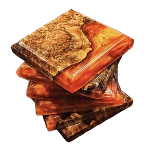 Sous-verre à boire unique en bois et résine ronde faite à la main Texture naturelle sous-verre de tasse à thé meilleure qualité coût raisonnable - Product Image 5