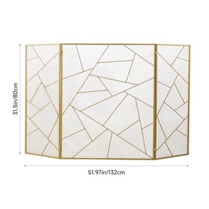 Premium Mosaic Metal Fireplace <b>Screen</b> Folding Three Panel Fine Mesh Spark Guard Decorative Steel Hearth <b>Protector</b> - Product Image 2