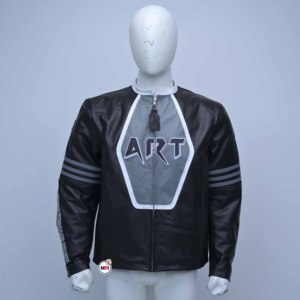 Blouson Bomber en Cuir Véritable pour Homme avec Logo Artistique, Fermeture Éclair sur le Devant, Col Montant, Style Moto, Vêtement d'Automne pour Homme, Imperméable et Respirant pour le Printemps - Product Image 1