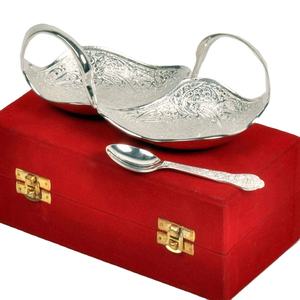 Juego de dos cuencos de plata para servir, Juego de 2 cucharas de plata, artículo de regalo - Product Image 1