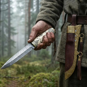 Couteau utilitaire médiéval forgé à la main en acier à haute teneur en carbone, style antique, couteau de chasse viking, outil en cuir, couteau en acier inoxydable - Product Image 4