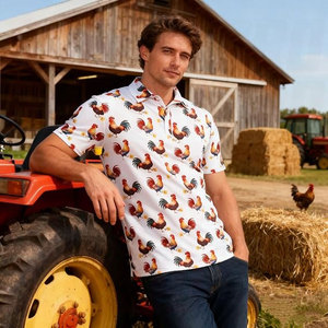 <b>Funny</b> Rooster <b>Golf</b> Polo <b>Shirts</b> New Arrival High Quality Polyester Quick Dry Customizable Unisex Sublimation Sports Polo Uniform - Product Image 3