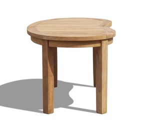 Table basse moderne d'extérieur en teck massif recyclé, en forme de demi-lune ou de pouce de chat, pour patio, jardin et balcon - Product Image 3