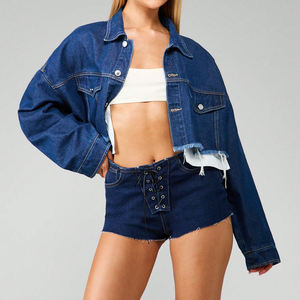 Shorts en jean décontractés et habillés pour femme, taille mi-haute, personnalisés, de haute qualité, écologiques, en coton/élasthanne, coupe classique, pour l'été - Product Image 1