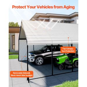 Abri de voiture en métal robuste 20x24 pieds avec toit à structure solide et parois latérales amovibles pour la protection du garage automobile - Product Image 3