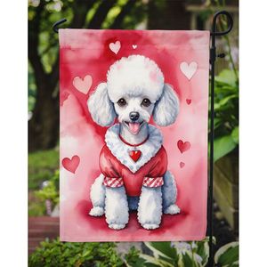 Bandera de jardín Multicolor, caniche blanco, obra de arte de My Valentine para Patio, camas de flores, buzón, bandera decorativa, tamaño de jardín - Product Image 3