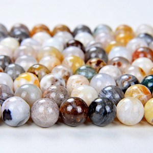 Perles rondes en agate de bambou naturel, lisses et polies, pour la création de bijoux, colliers et bracelets. - Product Image 2