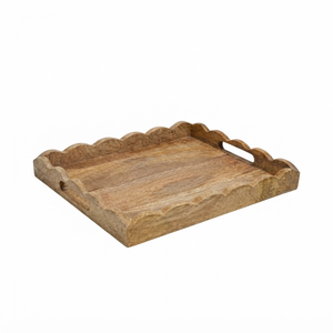 Wooden Serving Tray with Handles, Handmade <b>Rustic</b> Breakfast Coffee Tea Tray, <b>Decorative</b> Dining Table Organizer <b>Home</b> Restaurant - Product Image 1