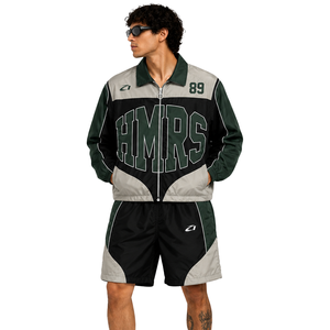 Nouvelle conception, qualité supérieure, survêtement d'été personnalisé avec logo, veste de sport légère en nylon, ensemble court coupe-vent 2 pièces pour hommes avec sweats à capuche - Product Image 3