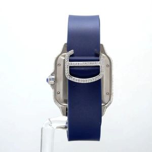 SPLendid JEWELRY นาฬิกาเพชร ตัวเรือนทรงสี่เหลี่ยม ระบบอนาล็อก กลไก ETA กระจกแซฟไฟร์ หน้าปัดตัวเลขโรมัน สายซิลิโคนสีน้ำเงิน กันน้ำ 10 เมตร - Product Image 5