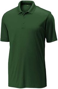 Chemise pour homme vert foncé 100% polyester à manches courtes tricotée coupe classique anti-plis avec logo personnalisé sur le devant pour le golf décontracté XS - Product Image 3