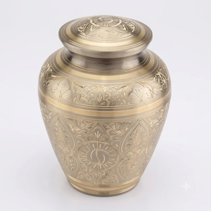 Handcrafted Solid Brass Cremation Urn with Gold Rose Engraved Glossy Pink Enamel Funeral Memorial Urn For Adult Human Ashes - Product Image 6