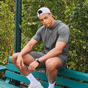 Custom Men 2 Piece <b>Set</b> Manufacturer Cotton T Shirt Shorts <b>Set</b> Casual Summer OEM ODM Private Label Bulk hood - Product Image 3