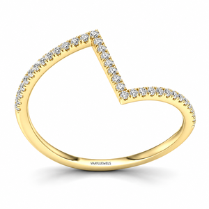 Chevron V Shape Round Cut Lab Grown Diamond Curved Wedding <b>Band</b> <b>Ring</b> in 10K 14K 18K Gold 925 935 <b>Silver</b> Fine Jewelry - Product Image 3