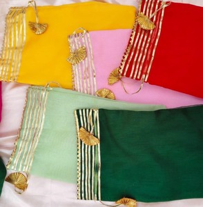 Sac Potli en Organza avec Broderie Gota Patti Traditionnelle, Bordures en Dentelle Dorée à Volants et Pompons – Cadeaux de Mariage Indiens, Anniversaires, Diwali - Product Image 4
