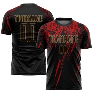 Uniforme de Fútbol Sublimado con Diseño de Grafiti Personalizado, Color Negro y Dorado Antiguo, el Más Vendido en la Industria, Venta Directa al Por Mayor - Product Image 2