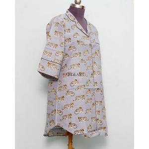 Women's elegant Natural <b>Boho</b> Cotton Shirt Dress Handmade Floral Print Knee-Length Straight Sleeve Eco-Friendly <b>Belt</b> Party Casual - Product Image 1