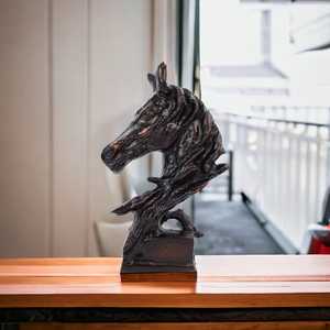 Bronze Horse Head Sculpture Traditional Animal <b>Figure</b> Tabletop Ornament for Living Room Handmade Decor - Product Image 2