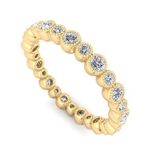 Anillo de boda apilable de lujo en oro rosa con diamantes redondos de talla brillante y engaste milgrain, joyería de moda para mujer - Product Image 5