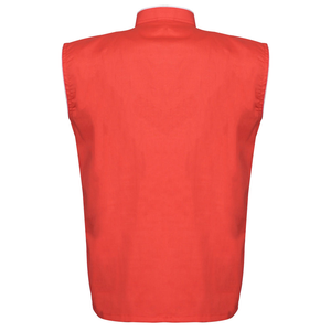 Gilet sans manches rouge pour homme avec col montant, vêtement d'extérieur formel, couleur unie, tissu tissé - Product Image 5