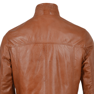 <b>Men's</b> Brown PU <b>Leather</b> <b>Jacket</b> OEM Service Stand Collar Zipper Closure Pockets Winter Wear <b>Leather</b> <b>Jacket</b> Available For Sale - Product Image 6