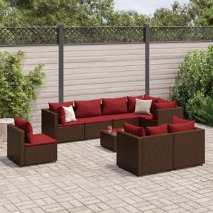 Set Lounge da Giardino Modulare in Rattan PE Marrone a 9 Pezzi, Set da Giardino a 8 Moduli - Product Image 1