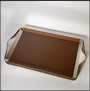 Bandeja de Servicio Rectangular de Metal Plateado de Lujo, Plato Decorativo con Superficie Texturizada para Hotel, Hogar, Mesa, Vajilla - Product Image 4