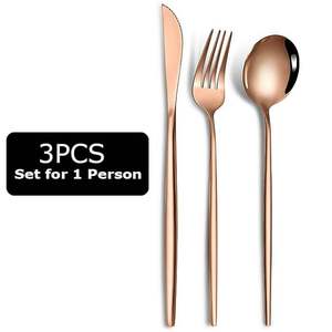 Ensemble de couverts en acier inoxydable poli miroir de qualité supérieure, 3 pièces, pour fêtes et événements à prix avantageux - Product Image 4