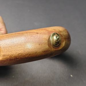 Premium Thick Rounded Wood Bangle with Large Polished Brass <b>Studs</b> - Chunky Statement Wooden Jewelry - Handmade Sustainable - Product Image 6