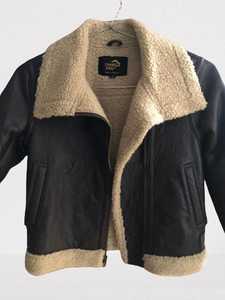 Veste en cuir véritable marron pour homme CHAMP KING avec doublure en fausse fourrure, col rabattable, fermeture éclair - Product Image 5