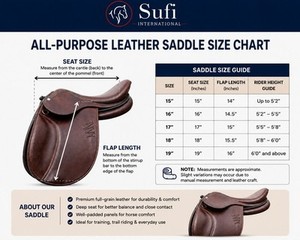 Sillín de equitación Sufi International de cuero genuino para salto y doma clásica, con estructura de madera, personalizado, estilo inglés. - Product Image 4