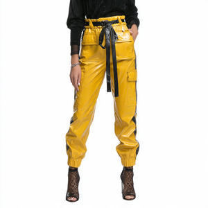 Pantalon crayon d'hiver respirant et écologique pour femme, taille haute élastique en PU et cuir de mouton, style streetwear - Product Image 3