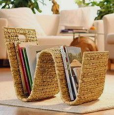 Panier porte-journaux, panier organisateur de magazines, panier de rangement en rotin, organisateur de rangement en osier, panier porte-revues, décoration intérieure - Product Image 4