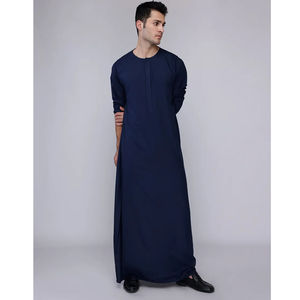 Adults Islamic Modest Solid Color Elegant Cotton Kaftan Jubbah <b>Thobe</b> High-quality Breathable Floor Length Comfortable - Product Image 3
