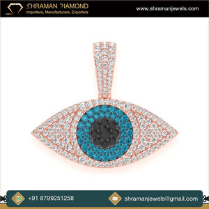 10K <b>Solid</b> <b>Gold</b> Icy Eye <b>Pendant</b> VVS DEF Brilliant Cut Moissanite Custom Superior Quality Eye Design Luxury Manufacturer Gift - Product Image 4