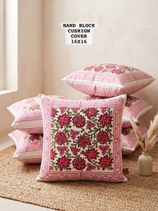 Funda de Cojín de Algodón con Estampado a Mano, Diseño Floral Bordado Cuadrado, Decoración Bohemia para el Hogar - Product Image 5