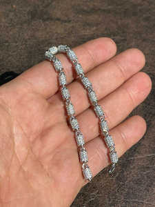 925 Sterling <b>Silver</b> Moissanite Tennis <b>Bracelet</b> Unisex Chain Link <b>Bangle</b> Round Brilliant Cut Wedding Party Jewelry - Product Image 4