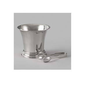 Seau à glace rond en acier inoxydable avec pinces, design élégant, résistant à la rouille, pour refroidir le vin et le champagne lors de vos fêtes, remplissez le récipient - Product Image 1