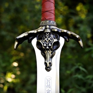 Réplica de Espada del Bárbaro Conan, Hoja de Acero, Mango de Cuero, Punta Caída, Moderna, de Alta Calidad, Grado Industrial, para Caza al Aire Libre, OEM - Product Image 2