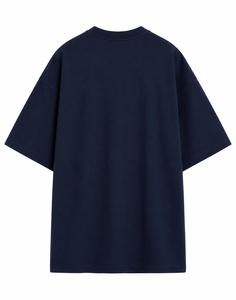 Wholesale Men's Oversized Solid Navy Blue Canvas <b>T</b>-<b>Shirt</b> Regular Sleeve O-Neck Casual Fit Breathable Eco-Friendly for Gym - Product Image 2