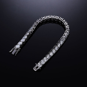 925 Silver Moissanite Round Cut Tennis Bracelet Classic Four Prong Luxury Diamond Look Statement Bracelet <b>for</b> <b>Men</b> Women Gift - Product Image 3